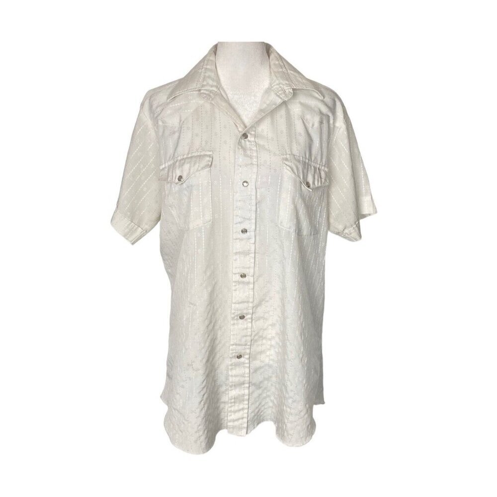 PANHANDLE SLIM Women Western Short Sleeve Top Size M White Casual Snap Front